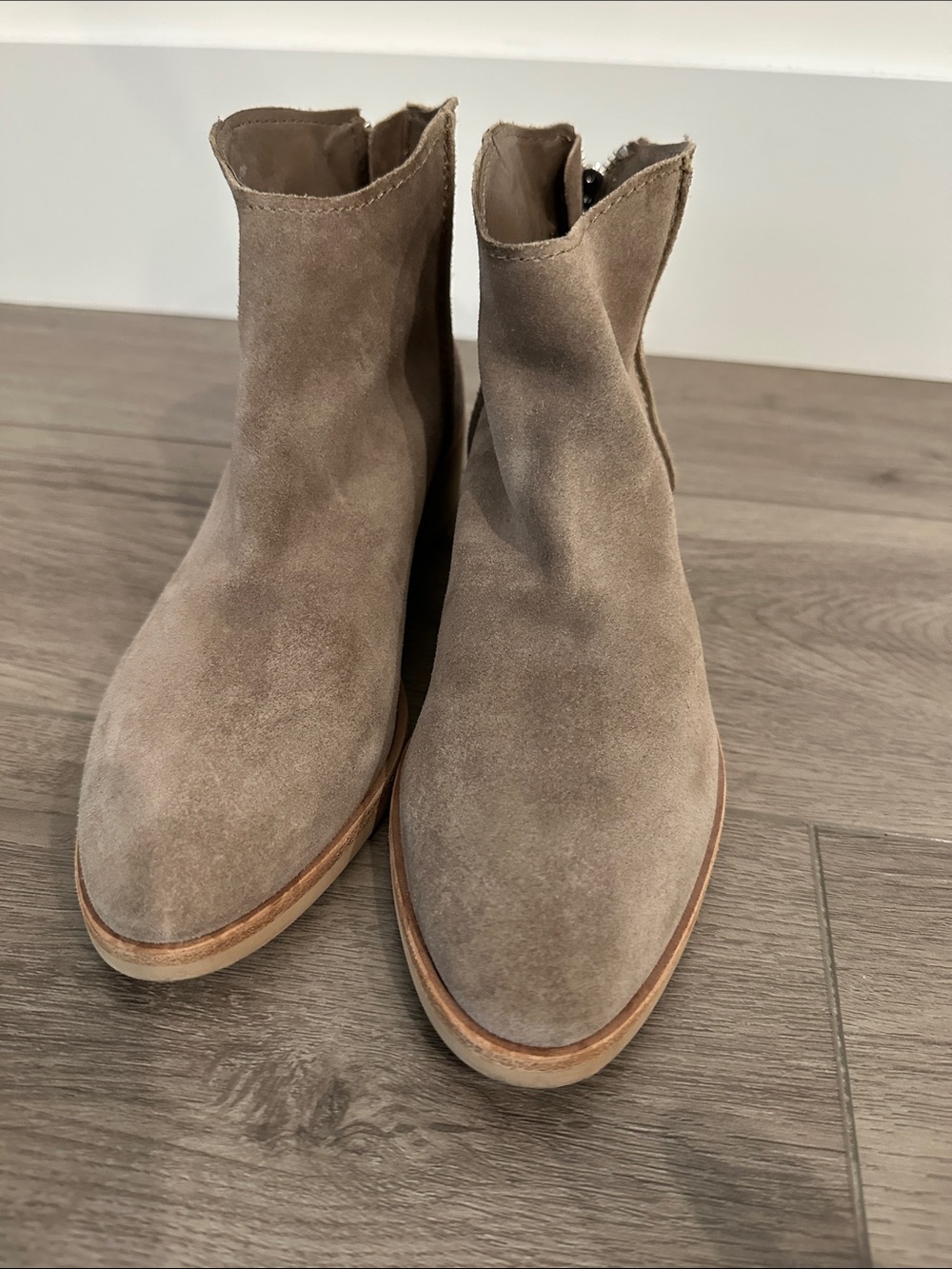 Dolce Vita Taupe Suede Ankle Booties